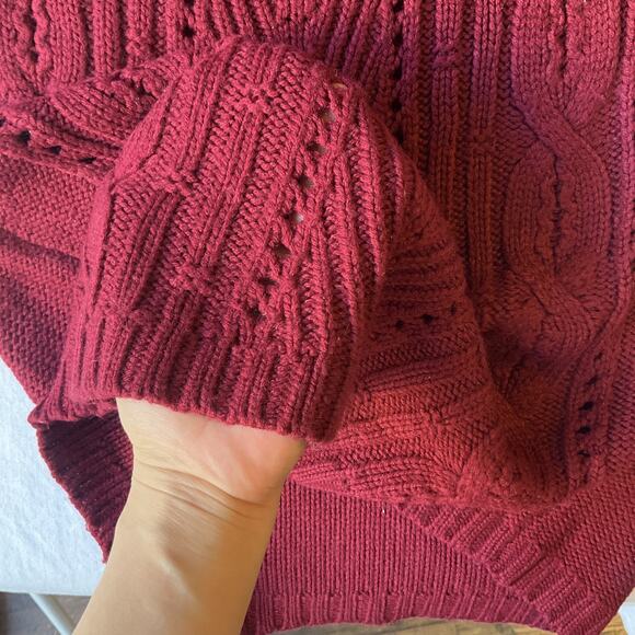 Decree Women Dress Size M Red Cable Knit Sweater Dress Short Sleeve Knee Length - Picture 9 of 10